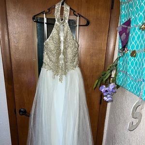 White and gold sequin heart dress